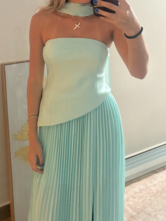 Avec Les Filles Dresses & Skirts - Avec Les Filles Blue Strapless Flowy Maxi Dress